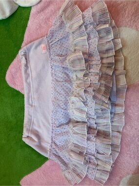 Girls' Lavender Ruffle Skirt with Pastel Stripe Layers